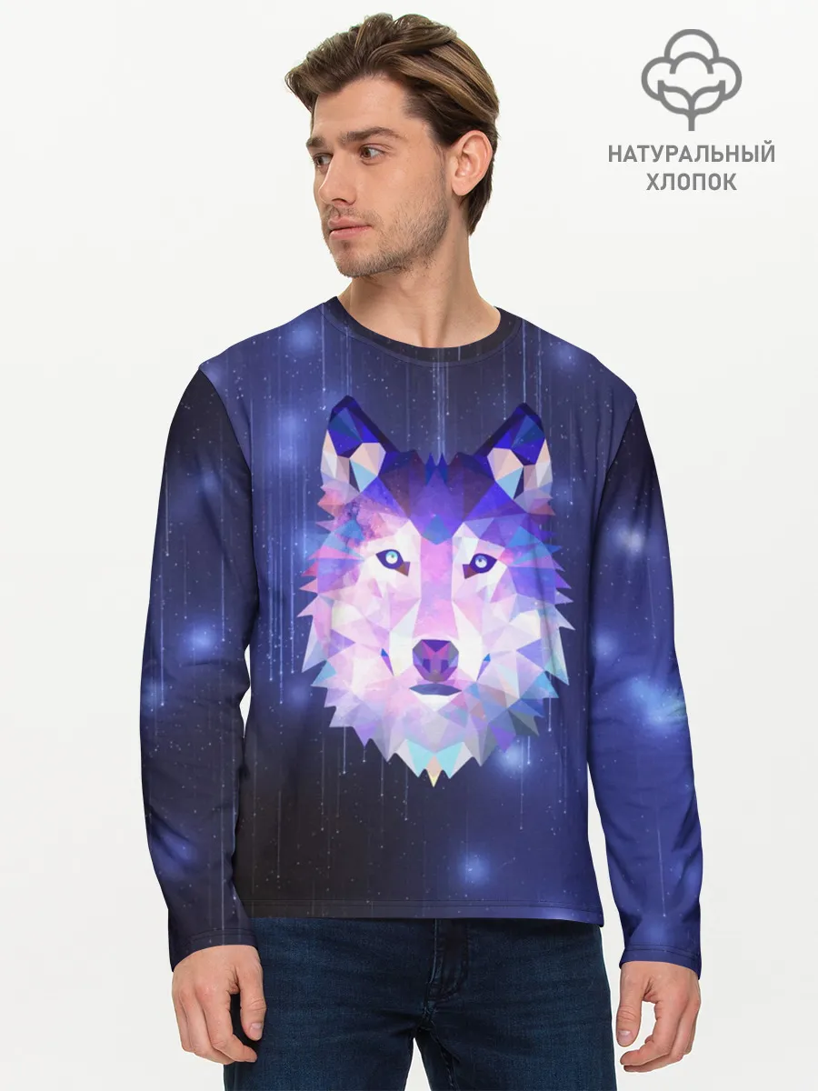 Мужской лонгслив базовый / Космический Волк