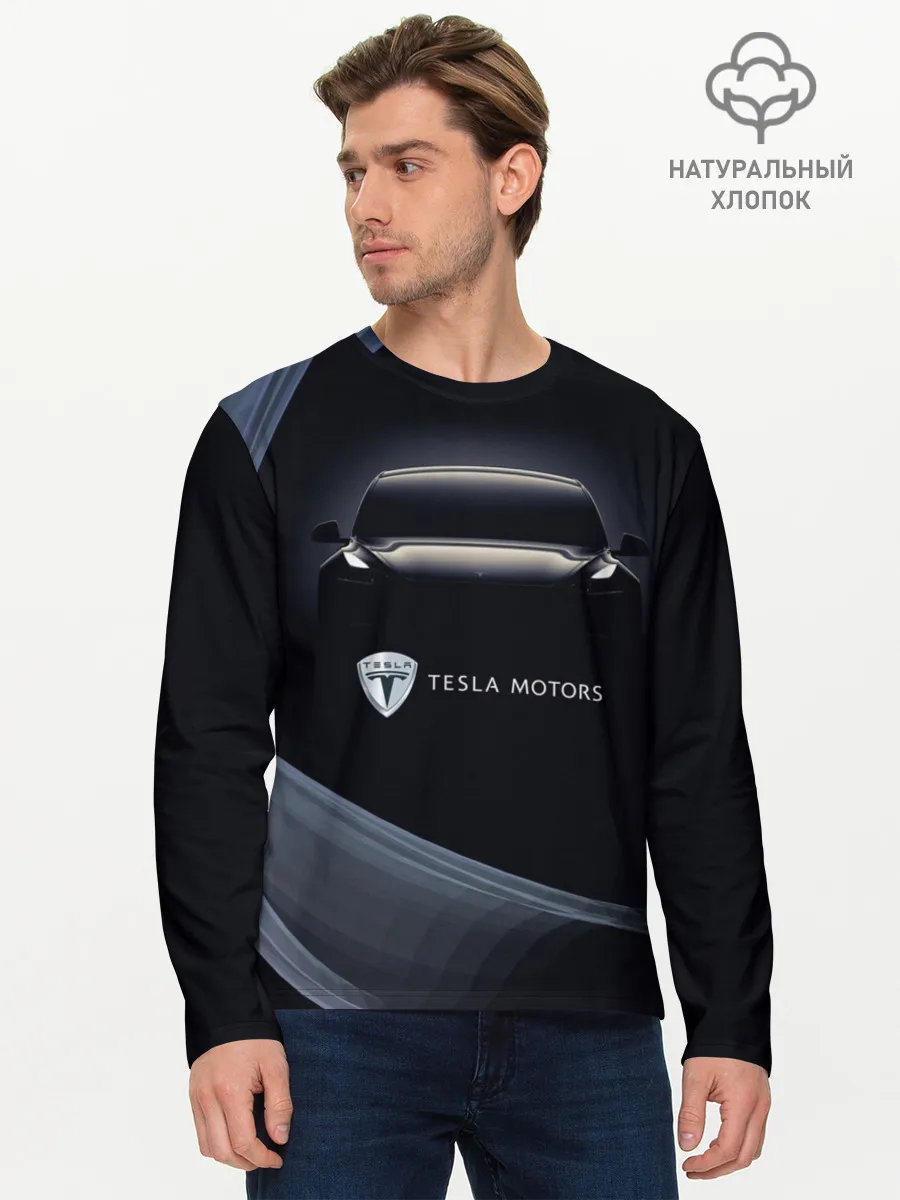 Мужской лонгслив базовый / Tesla Model 3