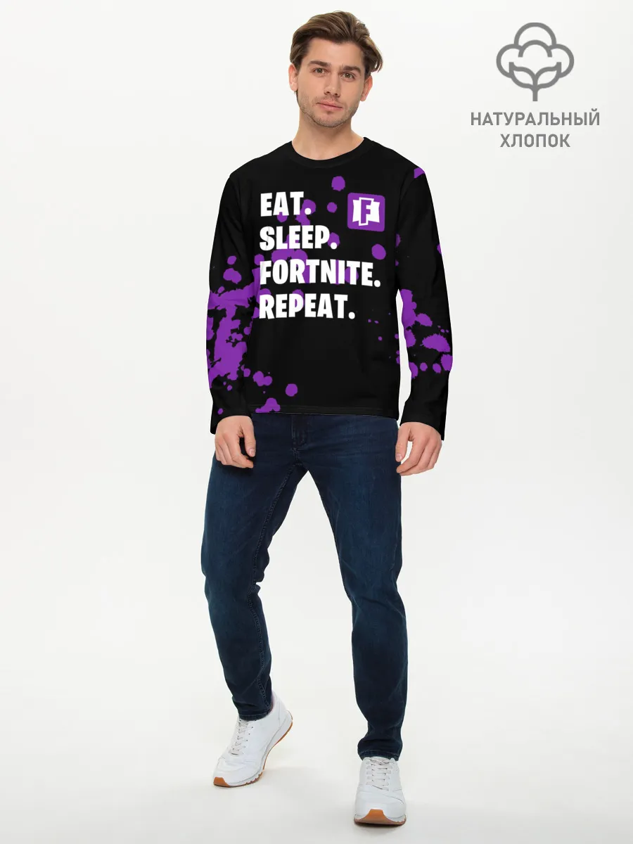 Мужской лонгслив базовый / Eat Sleep Fortnite Repeat