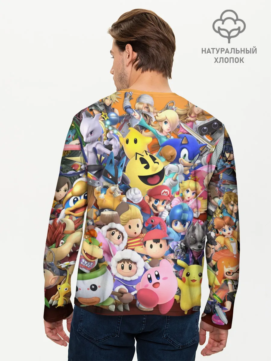 Мужской лонгслив базовый / Super Smash Bros