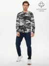 Мужской лонгслив базовый / Черный камуфляж