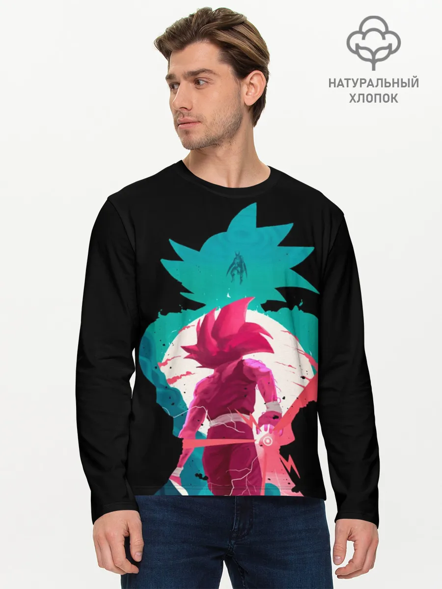 Мужской лонгслив базовый / Сон Гоку розовый
