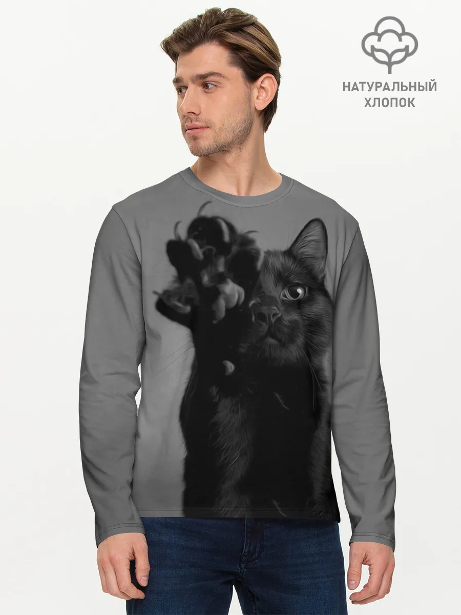 Мужской лонгслив базовый / Котик