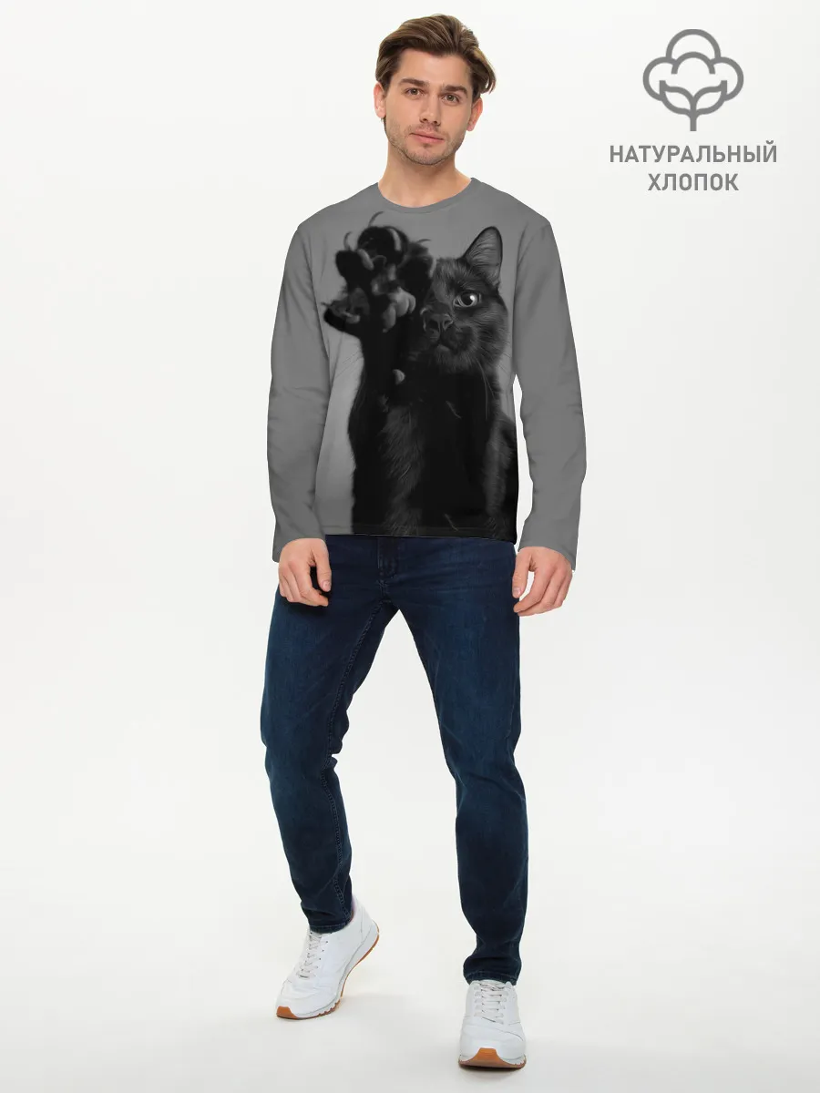 Мужской лонгслив базовый / Котик