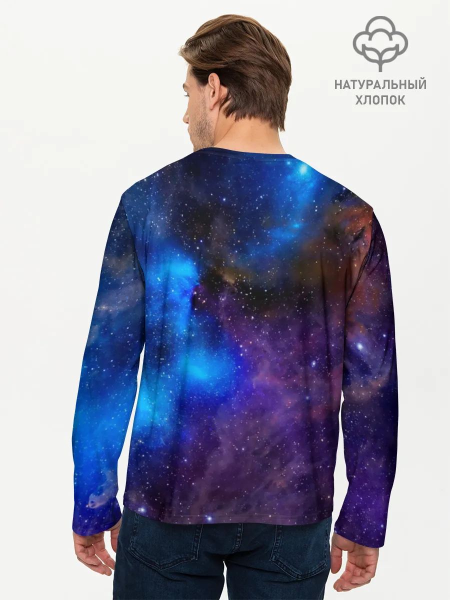 Мужской лонгслив базовый / Мопс Космонавт