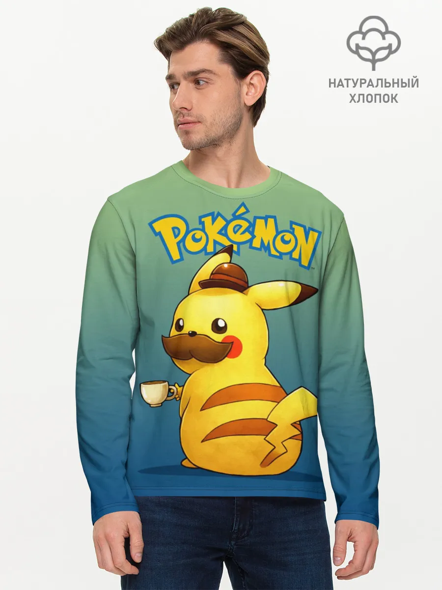 Мужской лонгслив базовый / Детектив Пикачу покемон