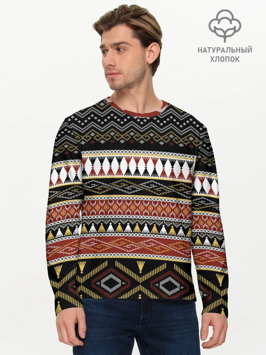 Мужской лонгслив базовый / Этническая африка
