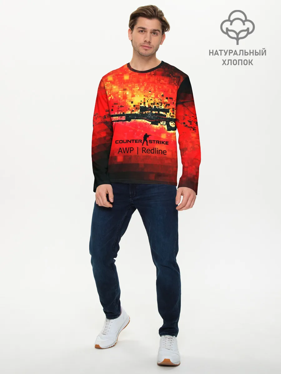 Мужской лонгслив базовый / cs go:AWP:Red Line