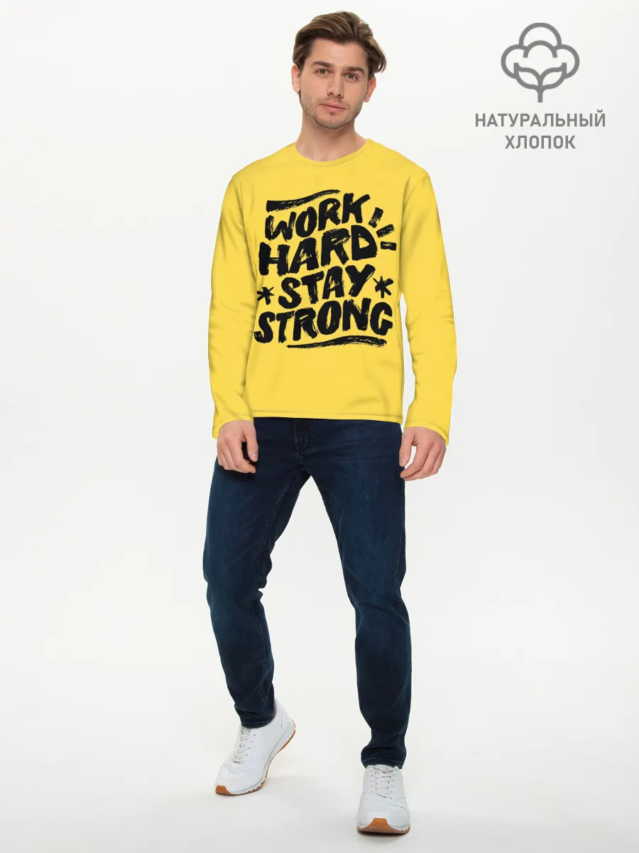 Мужской лонгслив базовый / Work hard