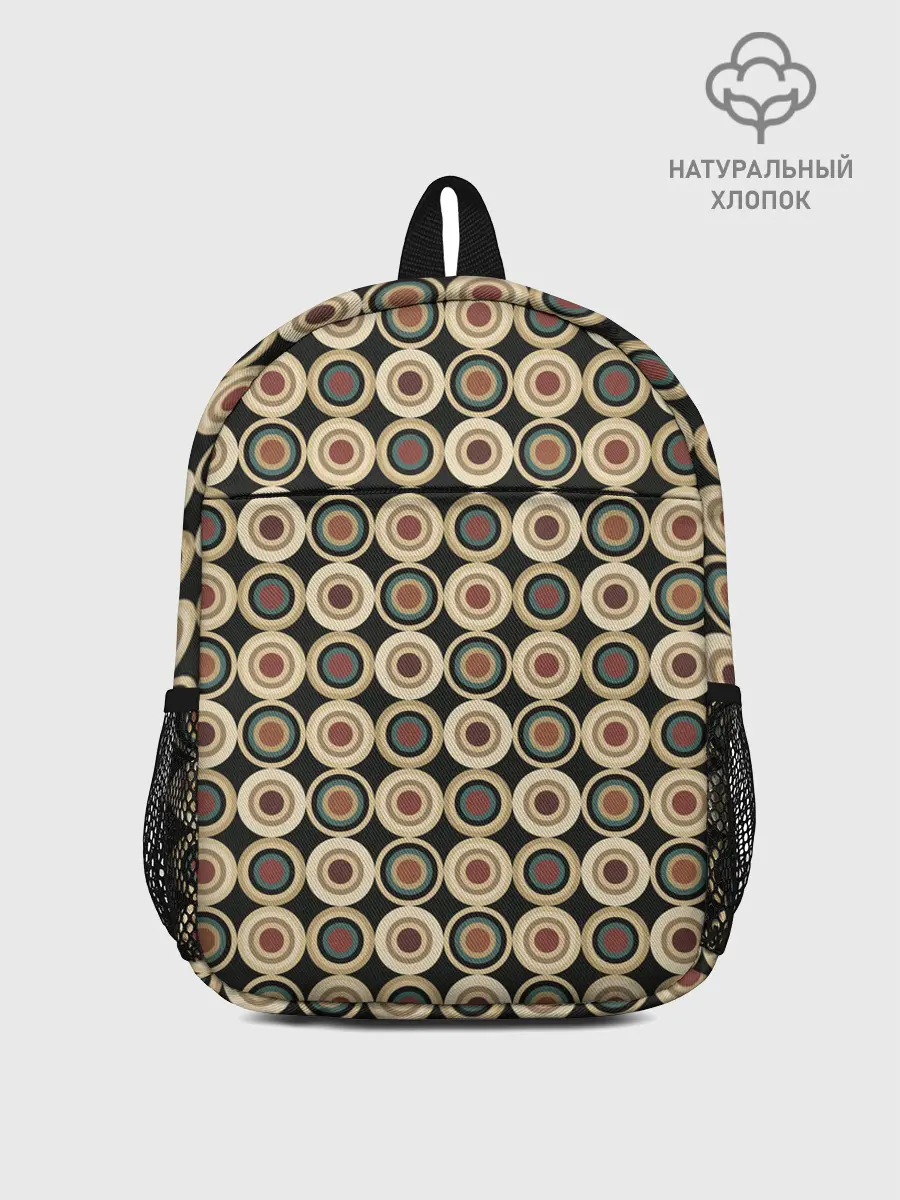 Рюкзак детский / Абстракция из бежевых и зеленых кругов