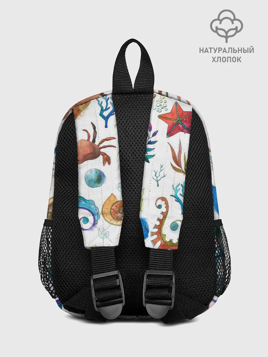 Рюкзак детский / Морской паттерн с крабами и водорослями