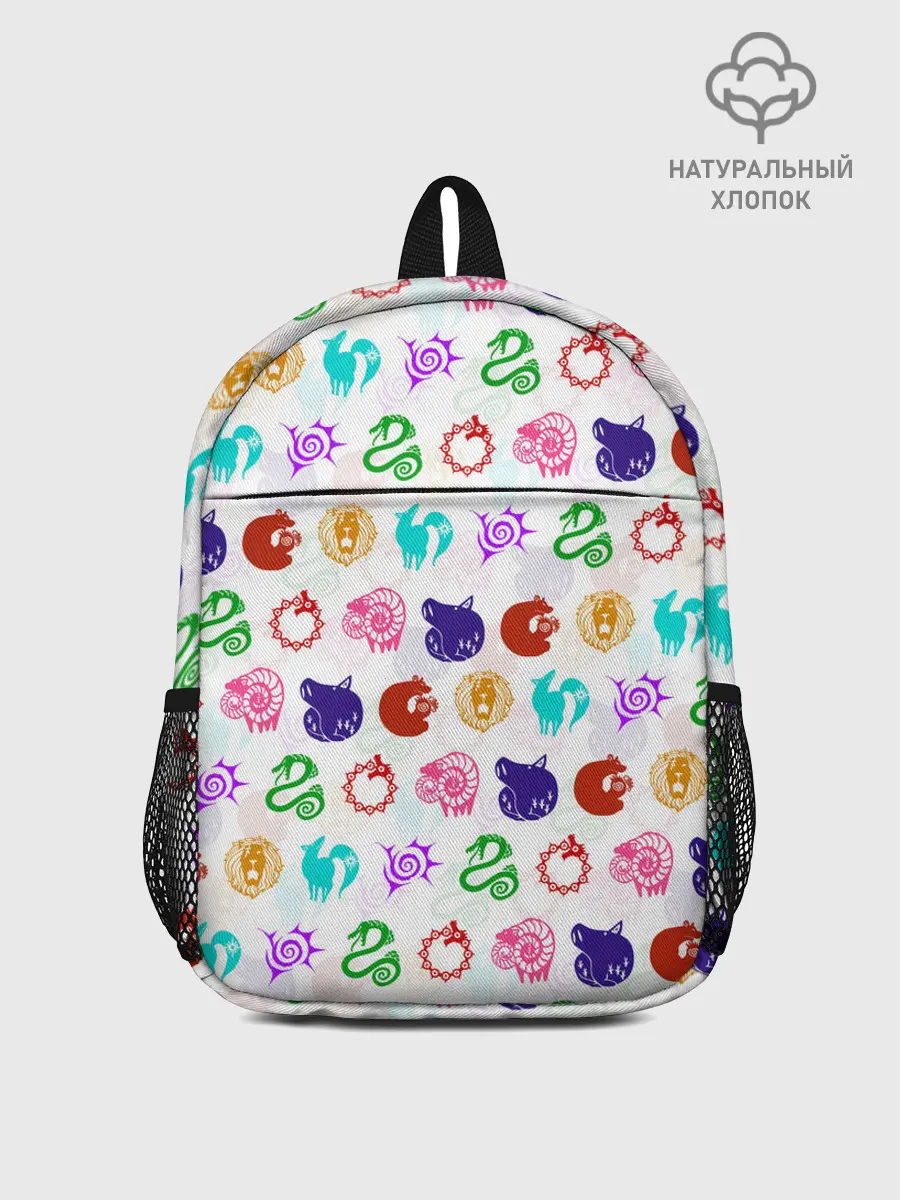 Рюкзак детский / 7 СМЕРТНЫХ ГРЕХОВ ЦВЕТНОЙ ПАТТЕРН СИМВОЛЫ