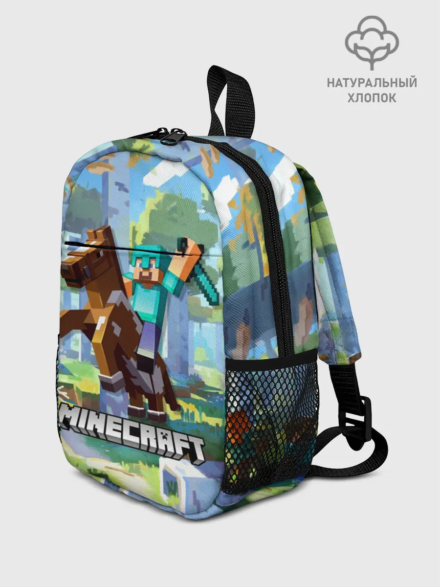 Рюкзак детский / Майнкрафт на коне в березовом лесу