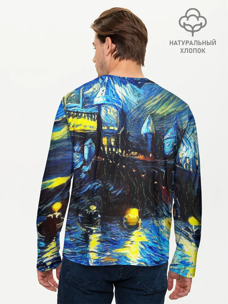 Мужской лонгслив базовый / Картина в стиле Вангога