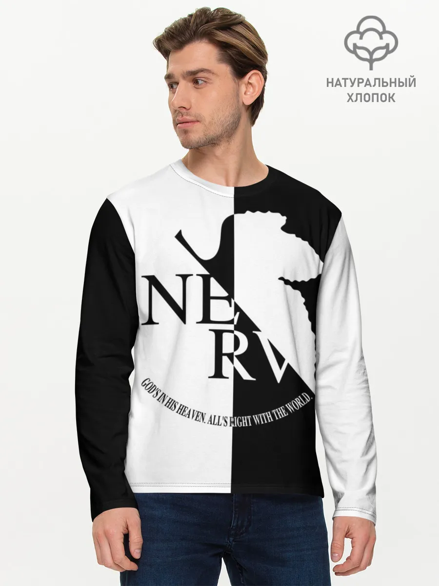 Мужской лонгслив базовый / Nerv black and white