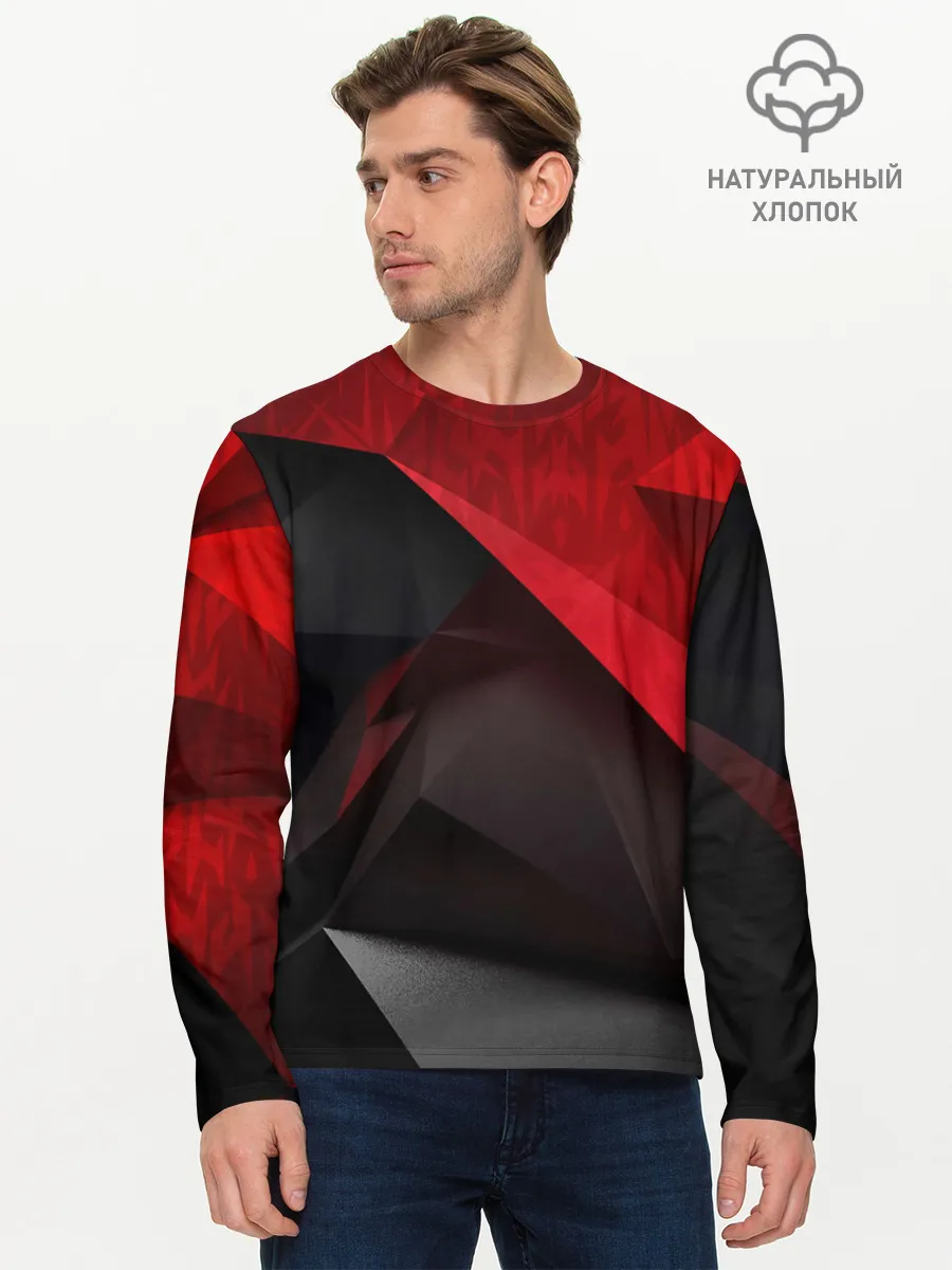 Мужской лонгслив базовый / Red & Black