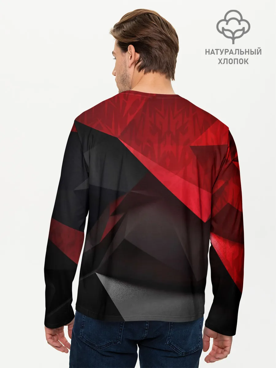 Мужской лонгслив базовый / Red & Black