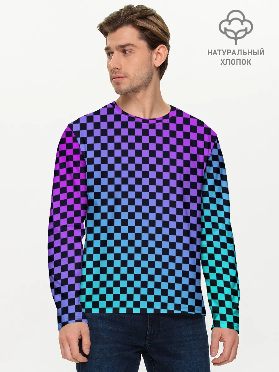 Мужской лонгслив базовый / Checkerboard gradient