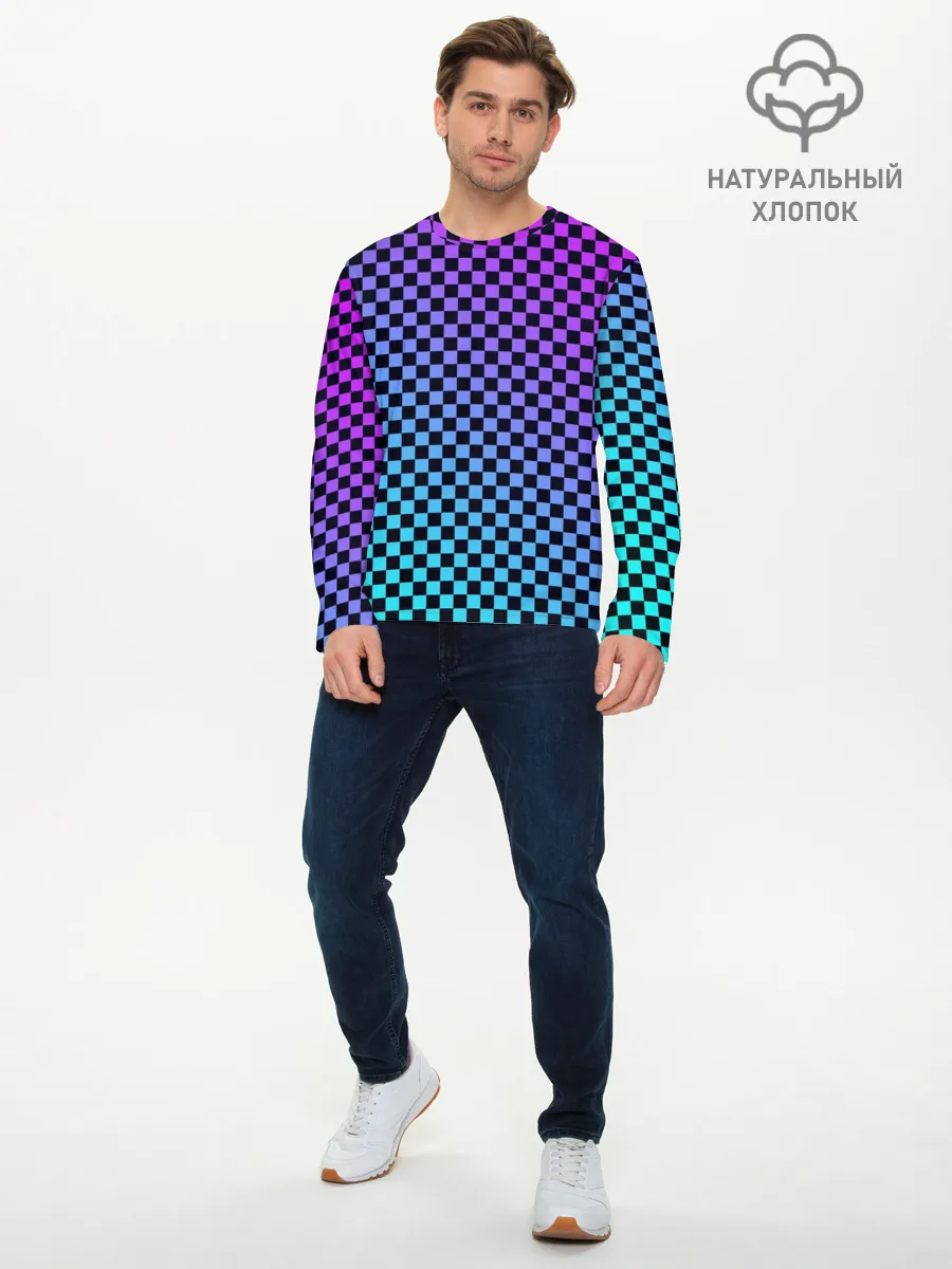 Мужской лонгслив базовый / Checkerboard gradient