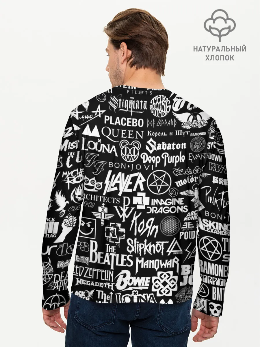 Мужской лонгслив базовый / ЛОГОТИПЫ РОК ГРУПП | ROCK