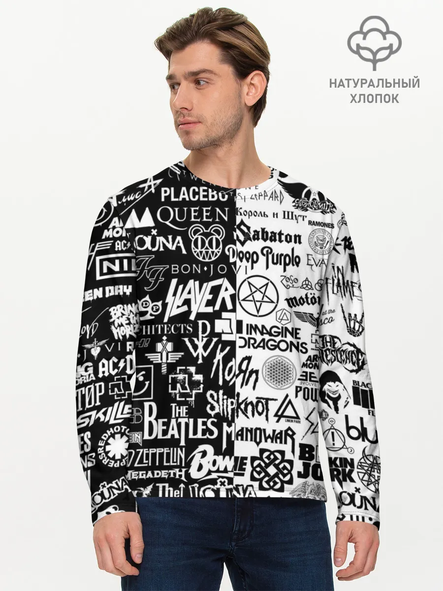 Мужской лонгслив базовый / ЛОГОТИПЫ РОК ГРУПП