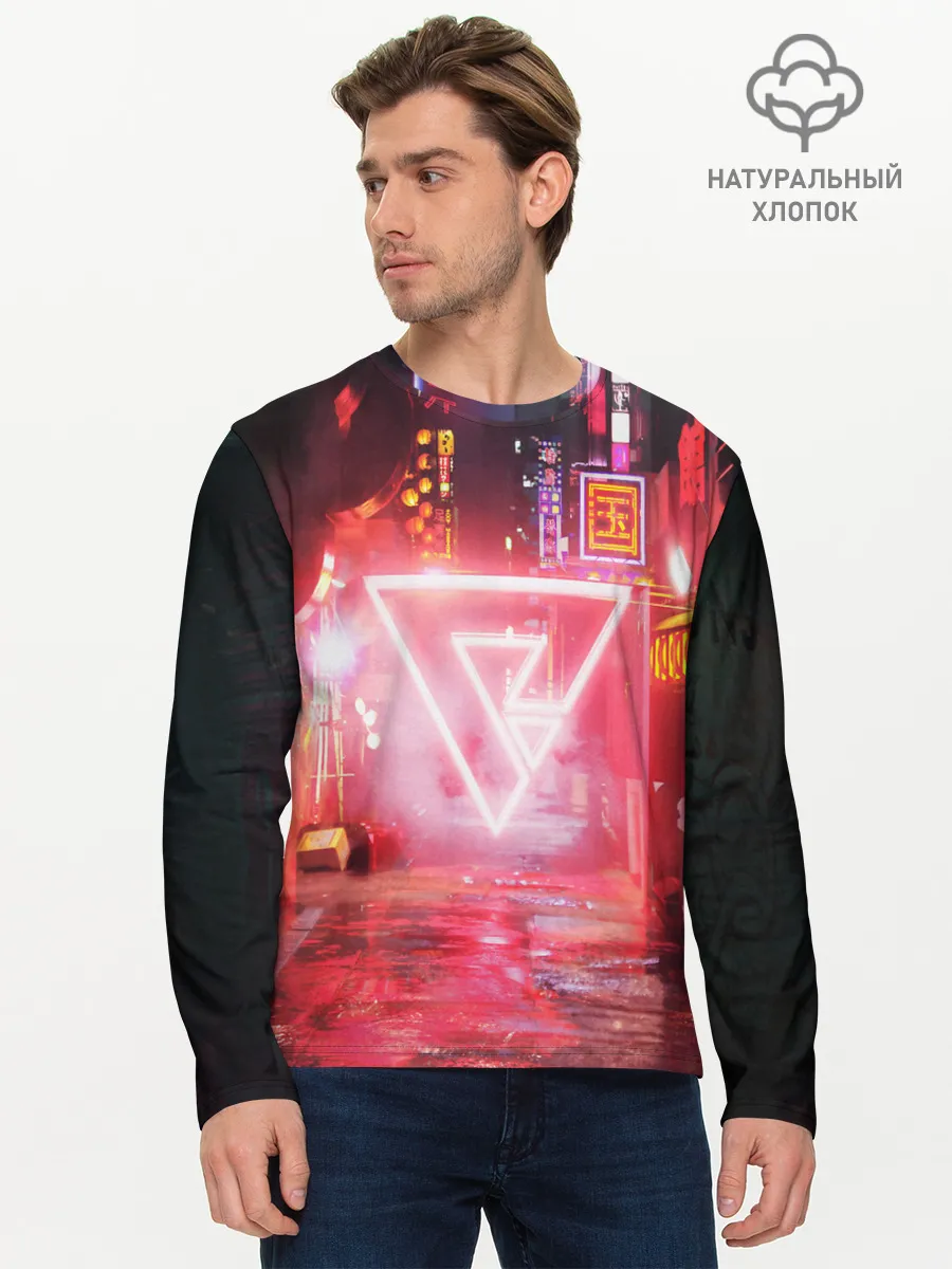 Мужской лонгслив базовый / КИБЕР НЕОН