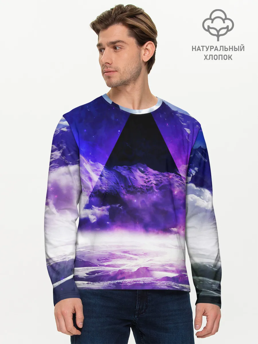 Мужской лонгслив базовый / Космический треугольник