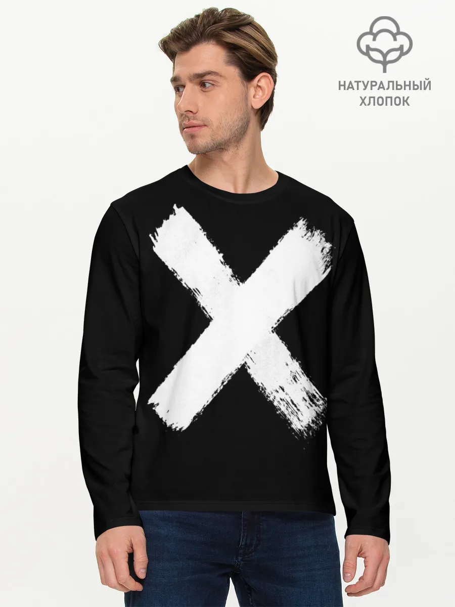 Мужской лонгслив базовый / Белое перекрестие | Меченый