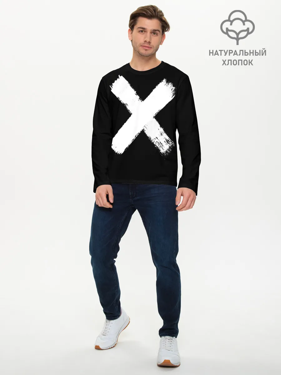 Мужской лонгслив базовый / Белое перекрестие | Меченый