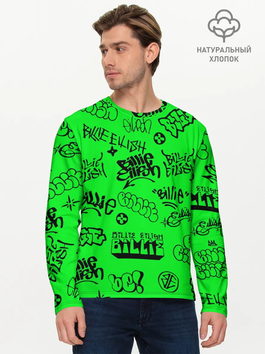 Мужской лонгслив базовый / Billie Eilish graffiti