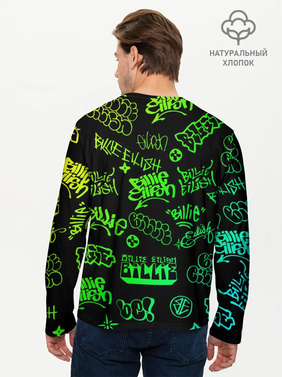 Мужской лонгслив базовый / Billie Eilish Graffiti gradien