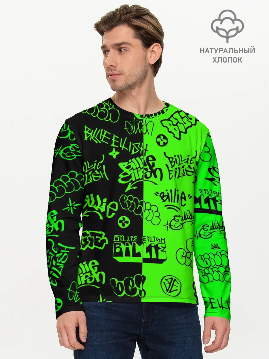 Мужской лонгслив базовый / Billie Eilish Graffiti two col