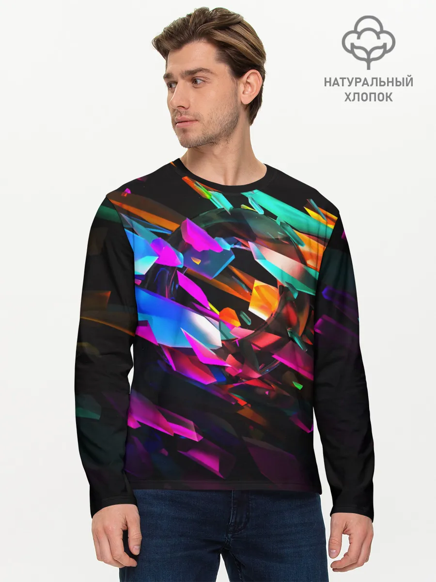 Мужской лонгслив базовый / АБСТРАКЦИЯ НЕОНОВАЯ