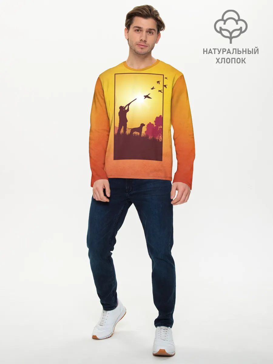 Мужской лонгслив базовый / Охотник с собакой