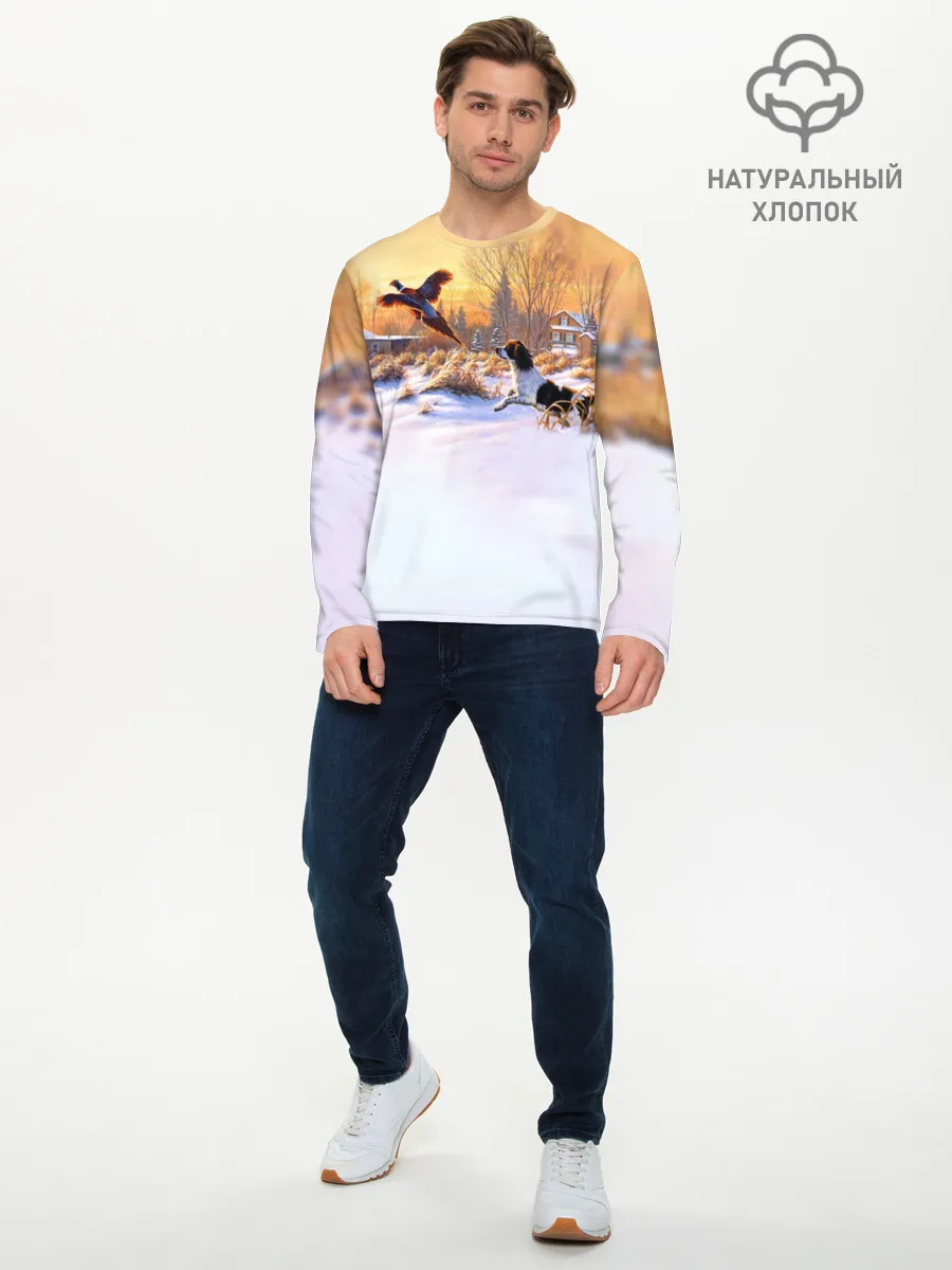 Мужской лонгслив базовый / Собака и фазан