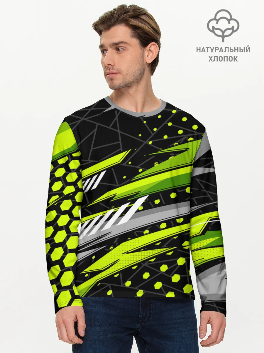 Мужской лонгслив базовый / Black and Green