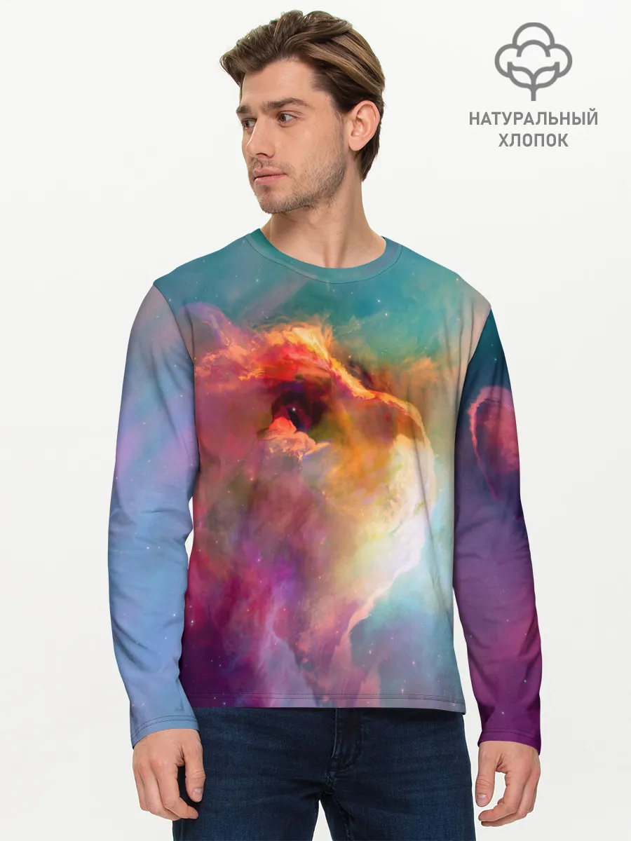 Мужской лонгслив базовый / КОСМИЧЕСКИЙ КОТ