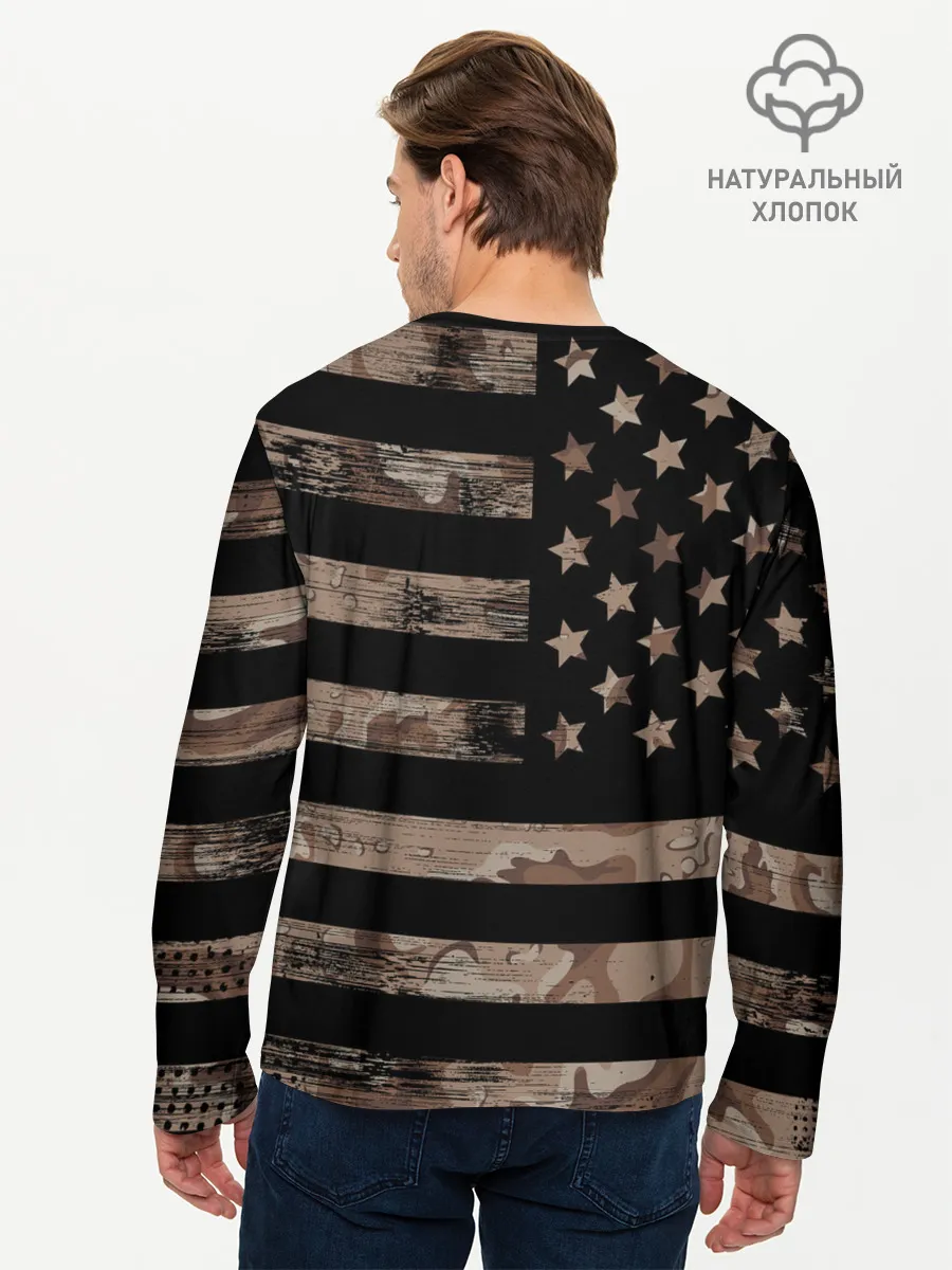 Мужской лонгслив базовый / American Flag Camo