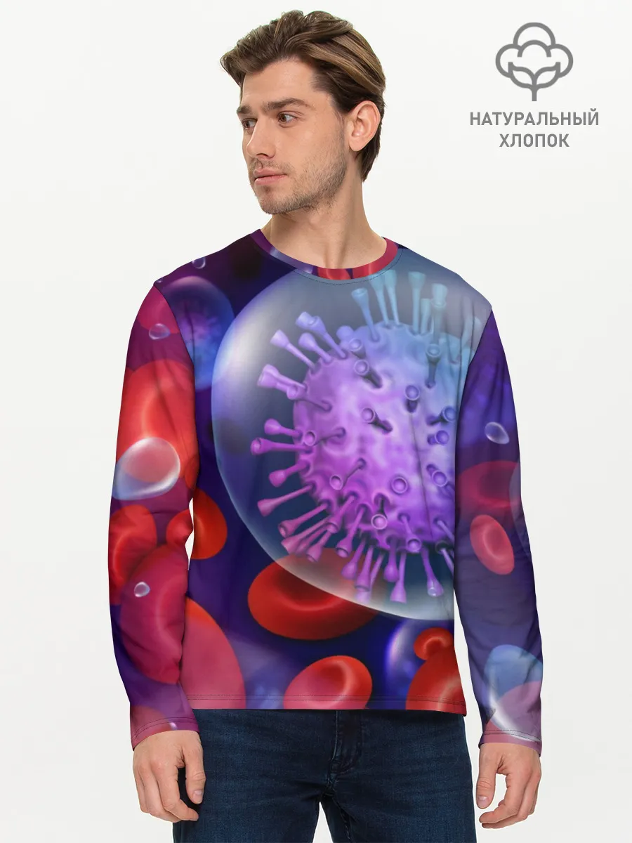 Мужской лонгслив базовый / Лейкоциты и клетка