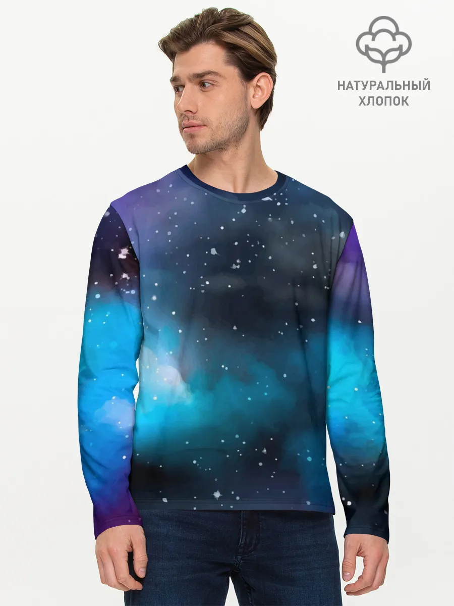 Мужской лонгслив базовый / Рисованный Космос