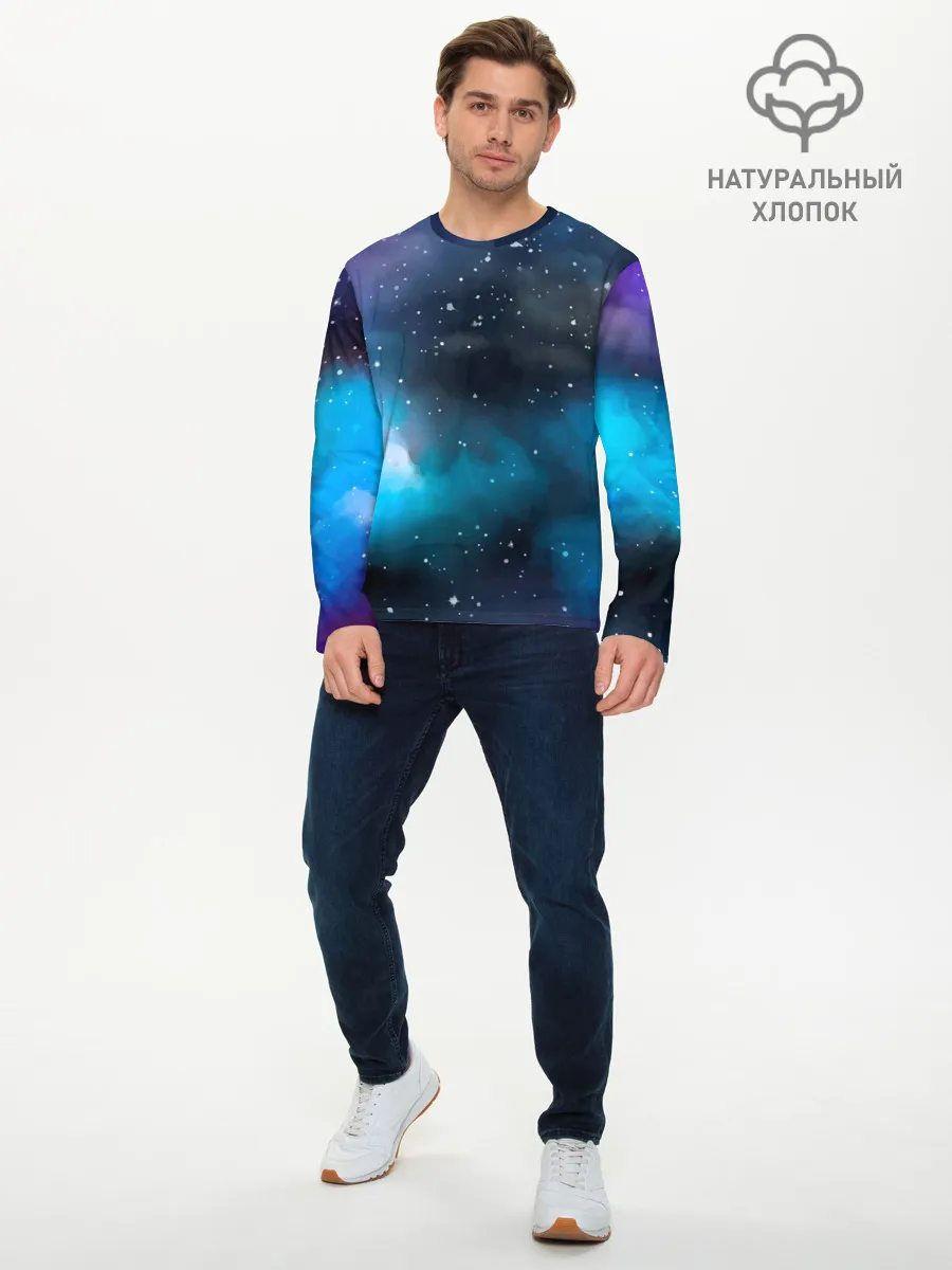 Мужской лонгслив базовый / Рисованный Космос