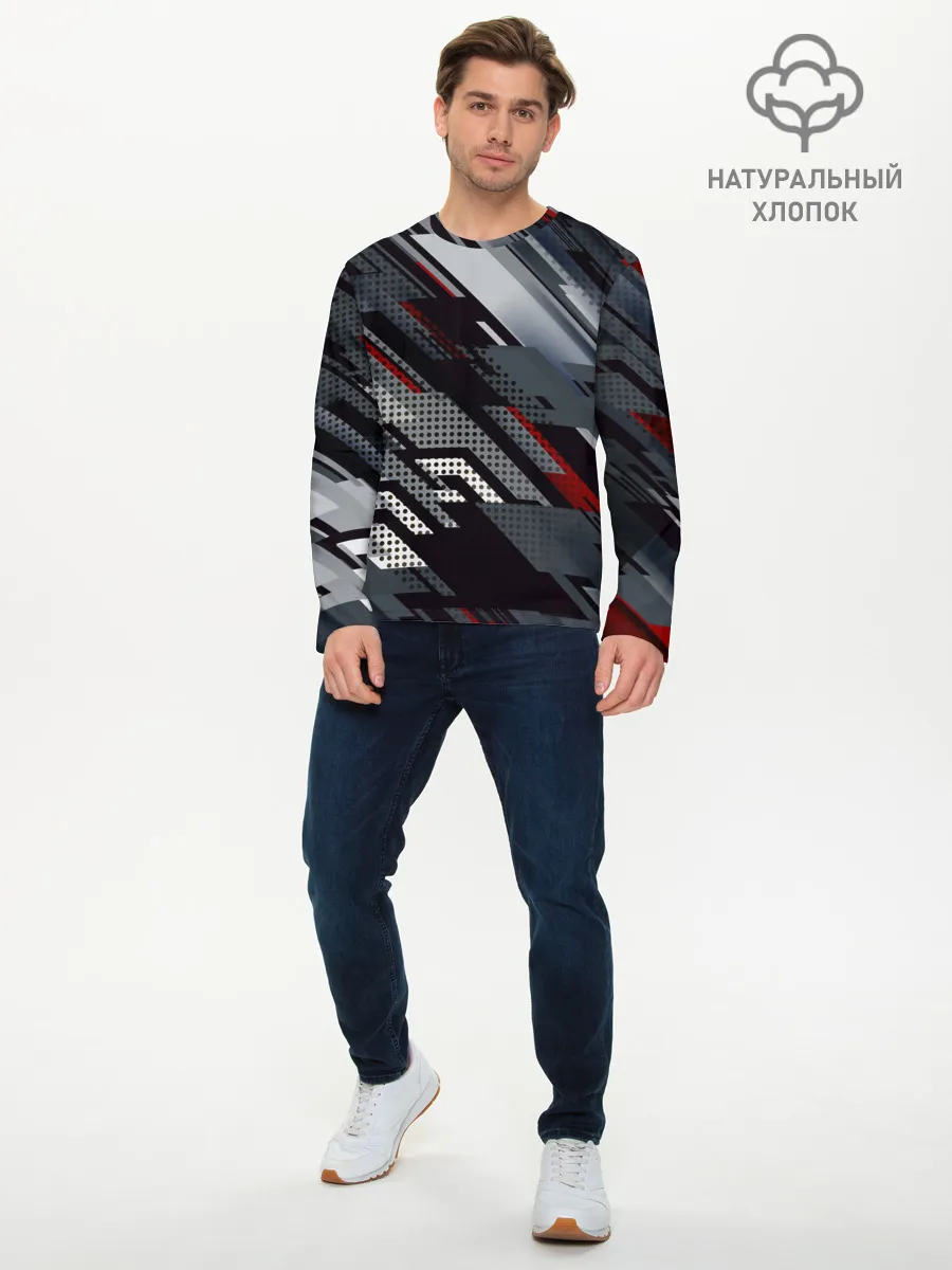 Мужской лонгслив базовый / Металлическая текстура