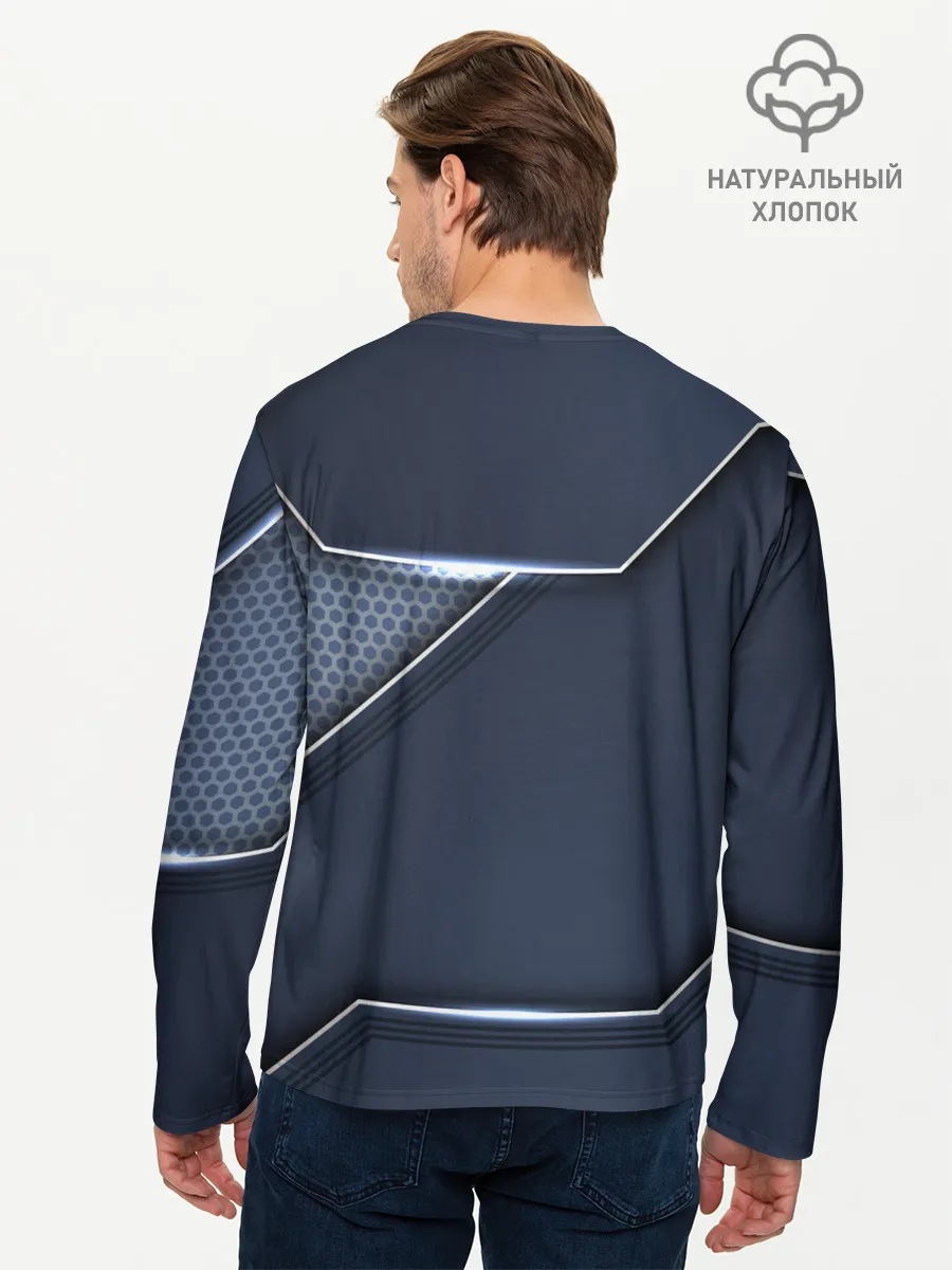 Мужской лонгслив базовый / Металлическая 3D основа