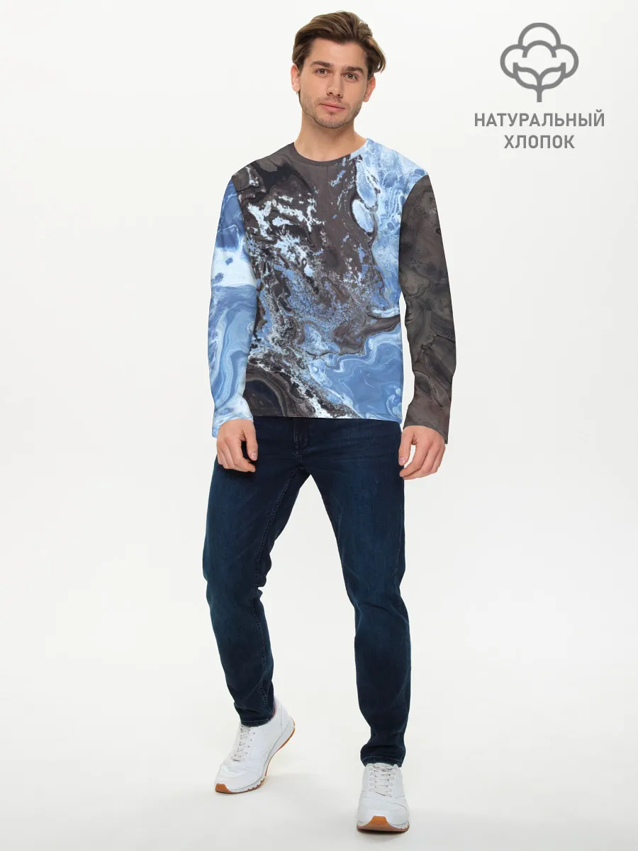 Мужской лонгслив базовый / Волны