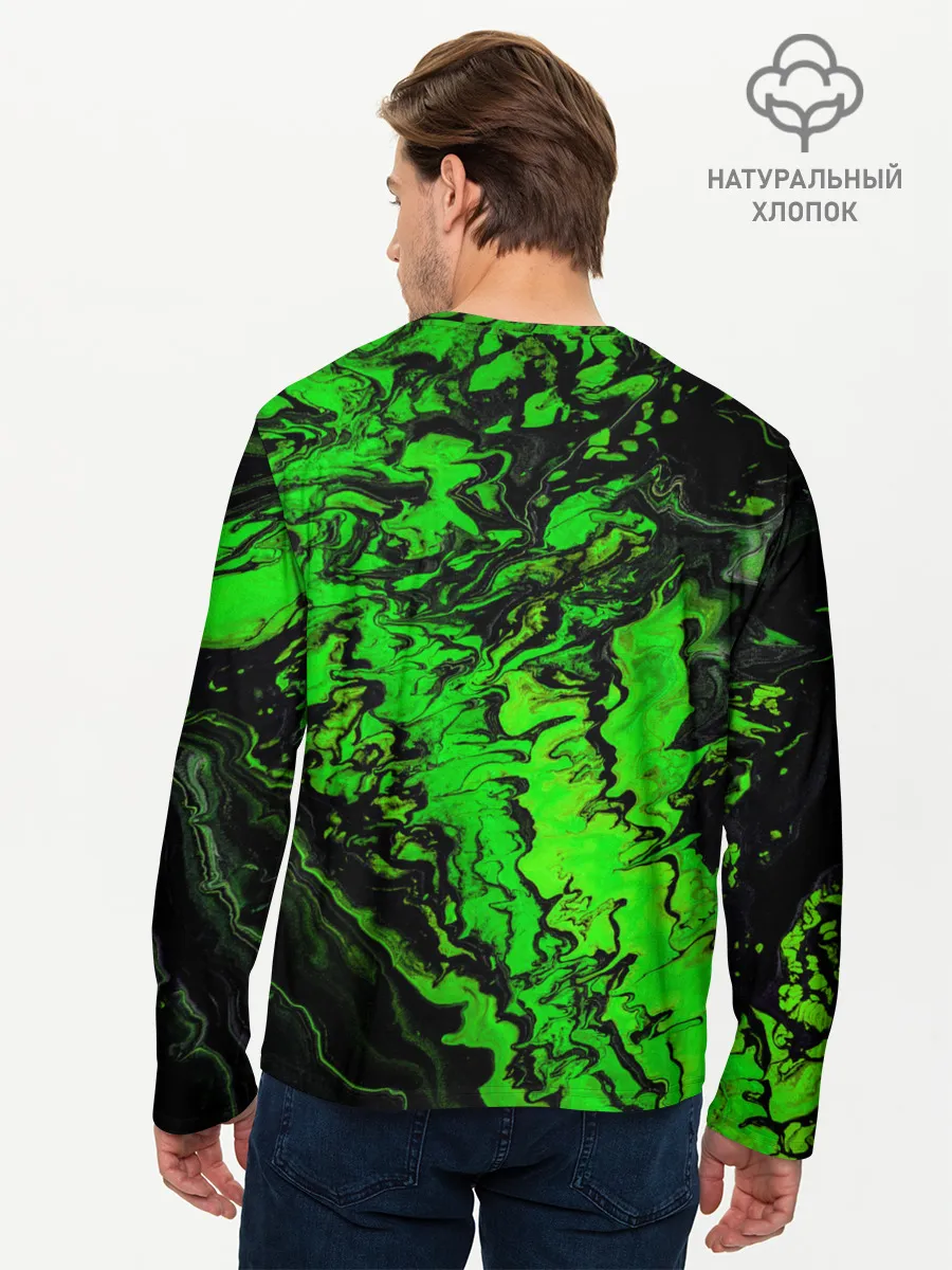 Мужской лонгслив базовый / Тёмные зеленые краски