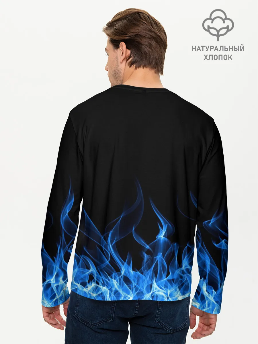Мужской лонгслив базовый / Синий Огонь