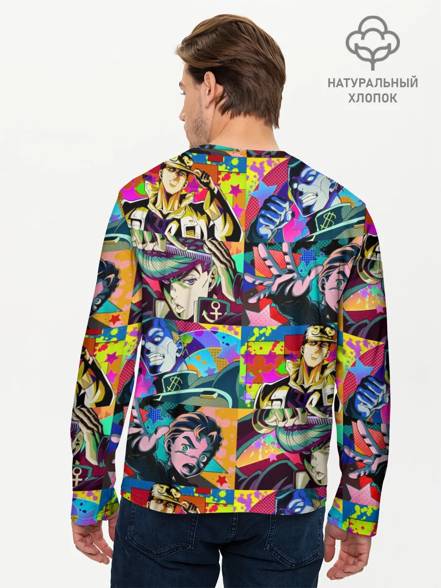 Мужской лонгслив базовый / Джоджо паттерн комикс