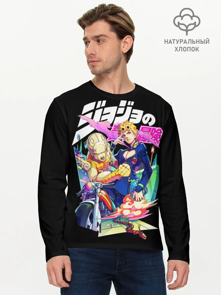 Мужской лонгслив базовый / Кира джоджо на черном