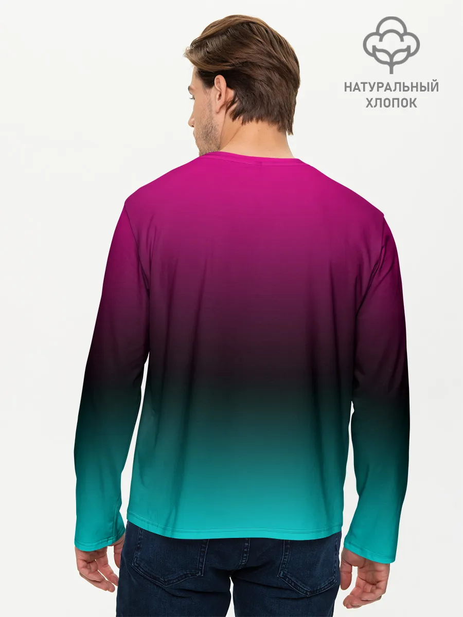 Мужской лонгслив базовый / RETRO CYBER BEAR NEON