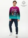 Мужской лонгслив базовый / RETRO CYBER BEAR NEON